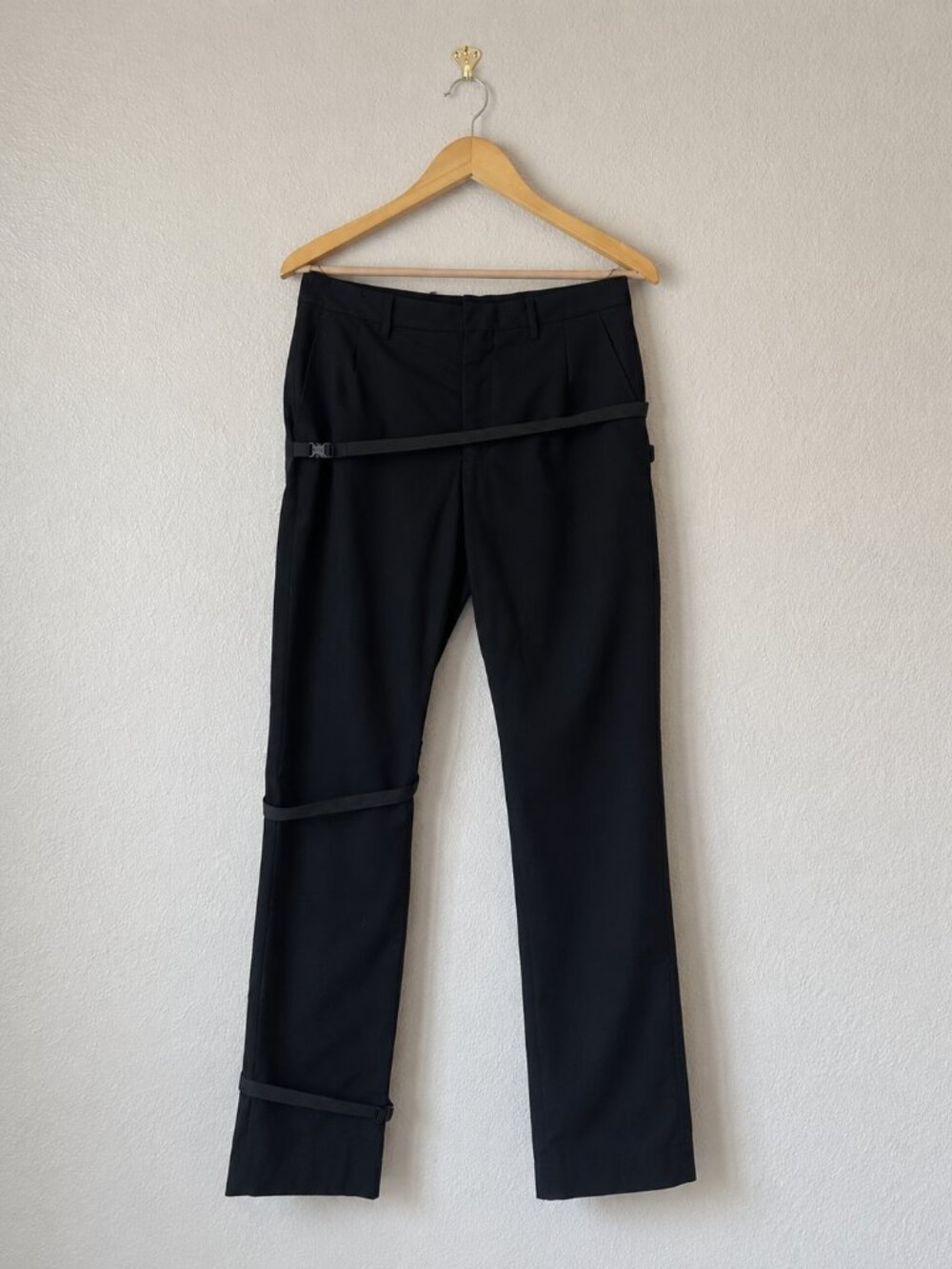 Helmut Lang Black Suspender Strap Pants — Made in Italy — Size 52